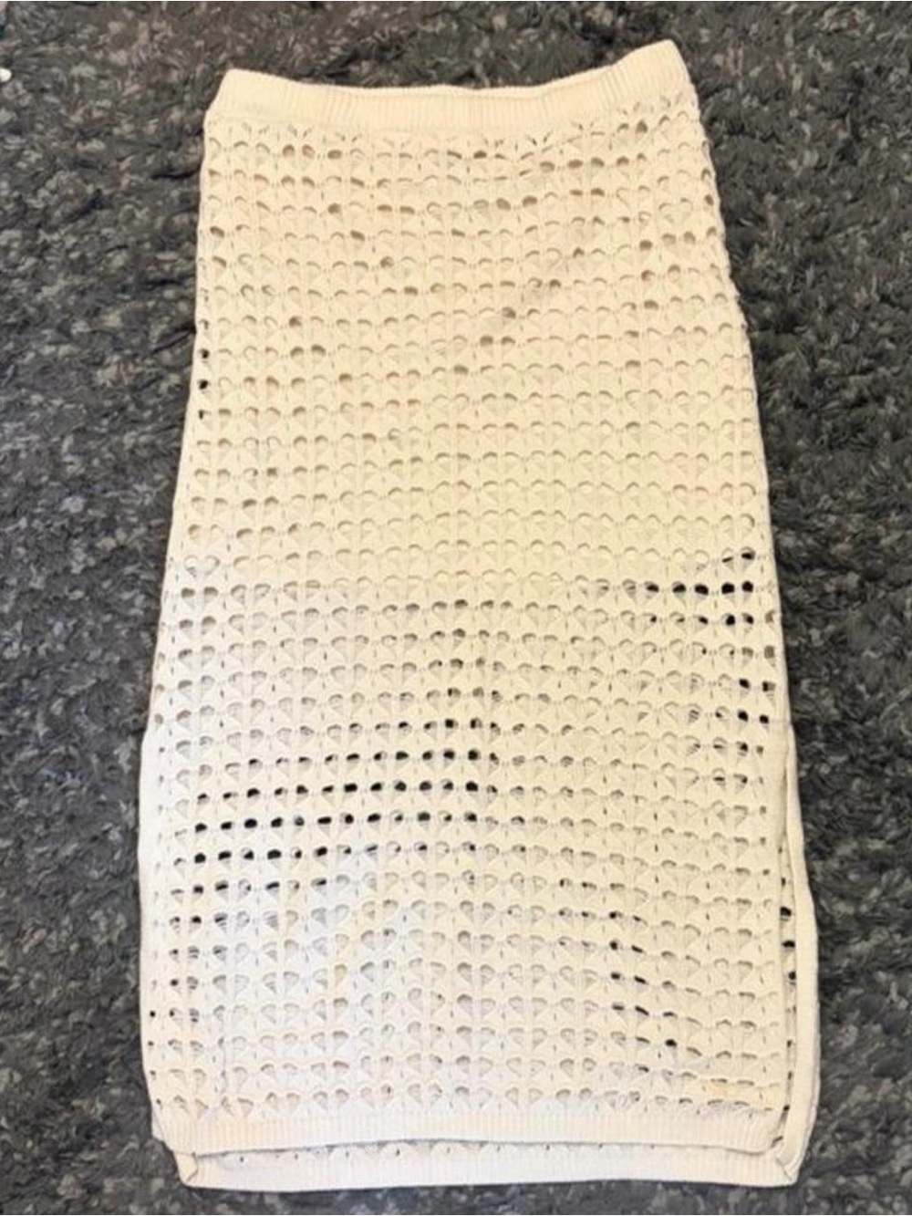 Freshman Cream Crochet Pencil Skirt